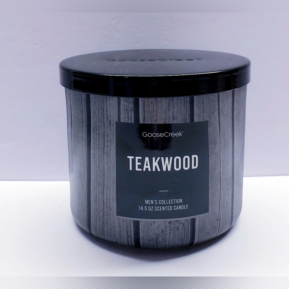 Goose Creek TEAKWOOD Men's Collection Large 3-Wick Scented Candle, 14.5 oz